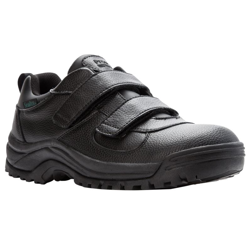 Black Men\'s Propet Cliff Walker Low Strap Outdoor Shoes | 1ZRVmRUt