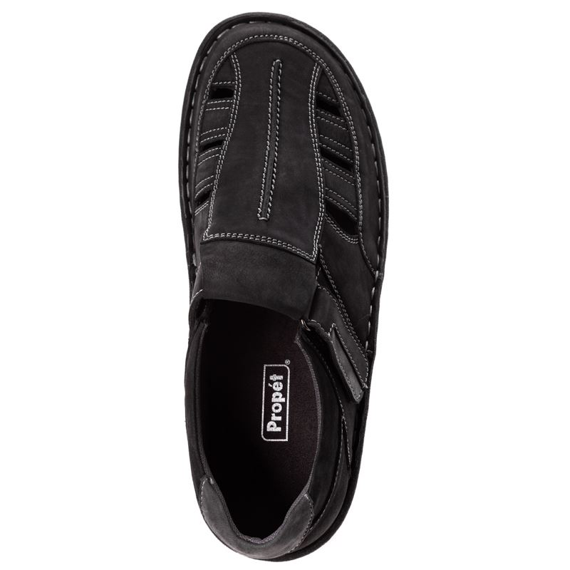 Black Men's Propet Jack Sandals | hP6BVye9