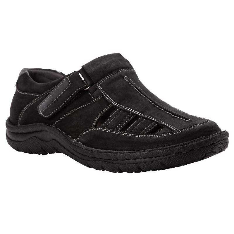 Black Men\'s Propet Jack Sandals | hP6BVye9