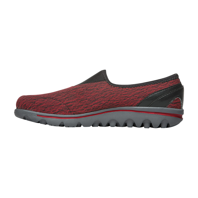 Black / Red Women's Propet TravelActive Slip-On Sneakers | fcTvUKir