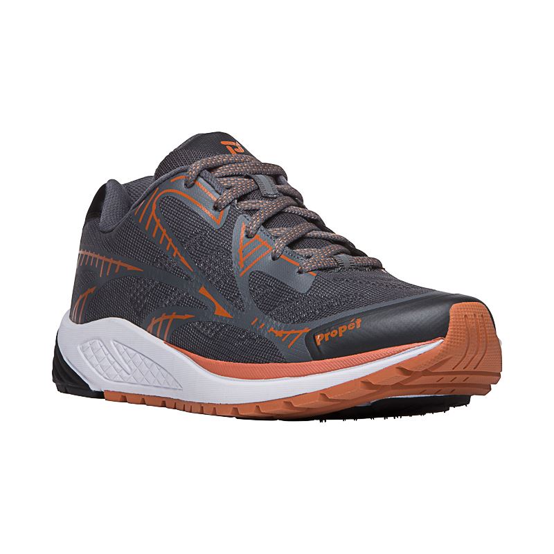 Dark Grey / Orange Men\'s Propet One LT Sneakers | aTJhQwtN