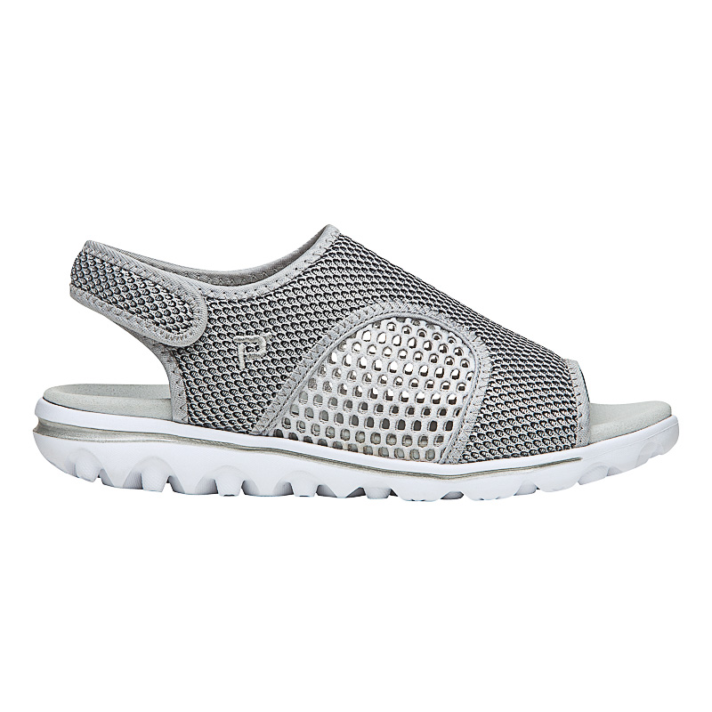 Silver / Black Women's Propet TravelActiv SS Sandals | 1Wl8C2Tk