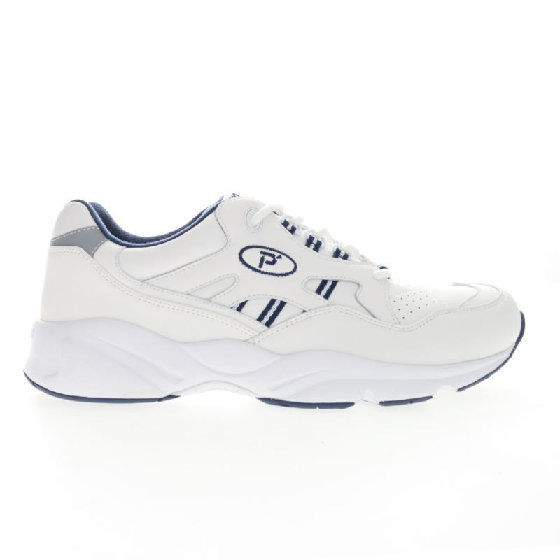 White / Navy Men's Propet Stability Walker Sneakers | eV9fJxTz