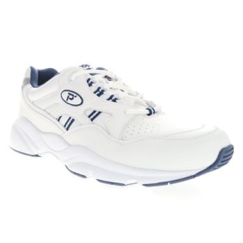 White / Navy Men's Propet Stability Walker Sneakers | eV9fJxTz